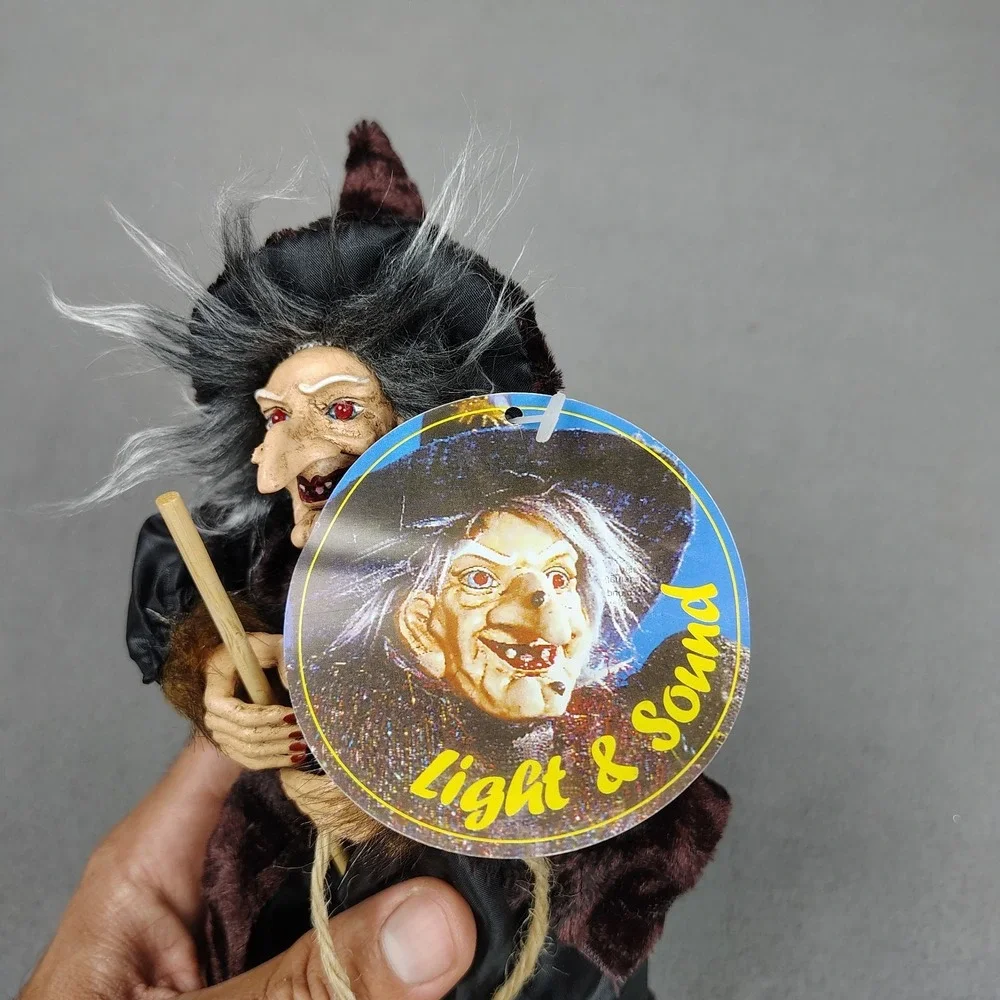 Vintage Halloween Witch Decoration Light Up Eyes + Laugh CREEPY German NOS Works